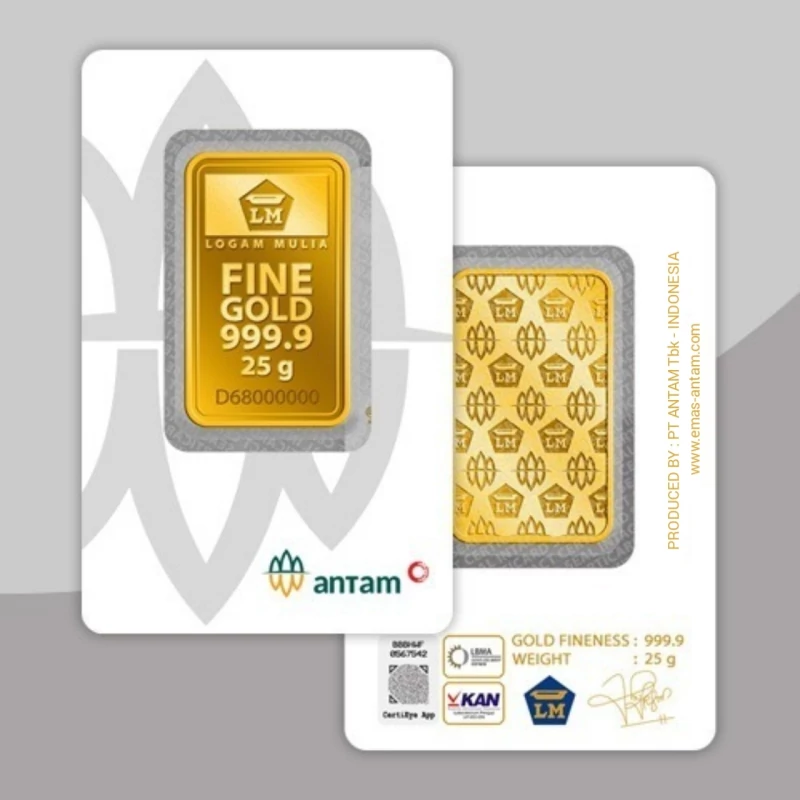 Emas ANTAM Logam Mulia Certicard – 25 gram